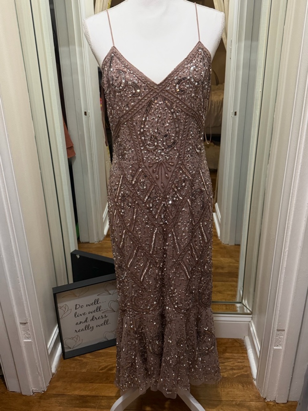Gianni Bini Beaded Strapless-Style Evening Dress